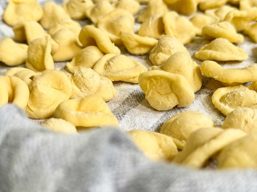 Selbstgemachte Orecchietta im Pastaworkshop von frau Fritzsche